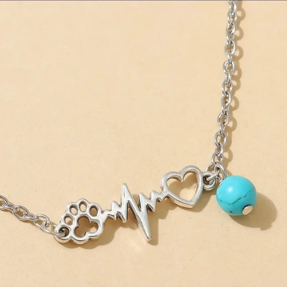 NWT Heart, Bear Paw and ECG Hollow Anklet - Picture 2 of 6
